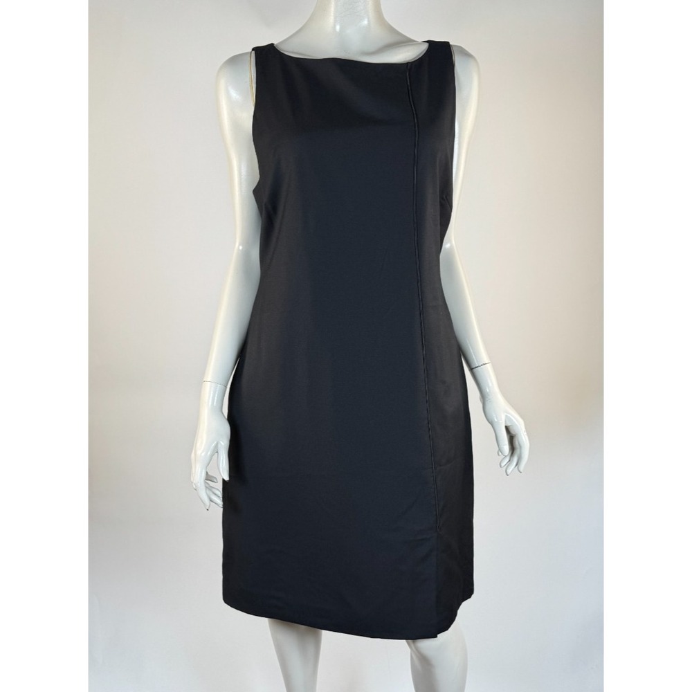 Misha Nonoo Wool Sleeveless Sheath Dress Women 10 Pockets Lined Scoop Neck Black